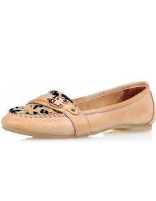 Pink Round Toe Buckle Sheepskin Women's Boat Shoes