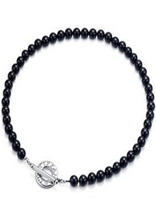 Collier femme plaqué argent et agathe noire, envoutant