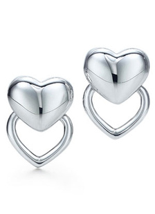 Beau blanc argenté Sweetheart Womens boucle d'oreille