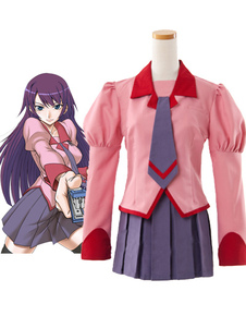 Bakemonogatari Senjougahara Hitagi Costume uniforme cosplay Tissu