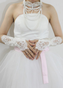 Gants mitaines en satin de mariage longueur de coude