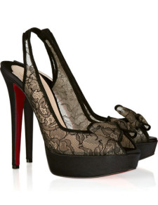 Great Black 5 1/2'' High Heel 1 1/5'' Platform Peep Toe Sling Back Lace Fashion Shoes