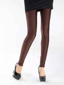 Collants Sans Pieds Féminins Fluorescent Fil Nylon à tricoter Café Brillant