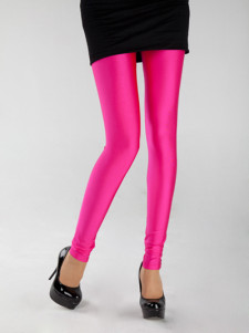 Collants Sans Pieds Féminins Fluorescent Fil Nylon à tricoter Fuchsia Brillant