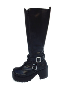 Bottes lolita de mode haut talon en PU noir
