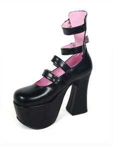 Chaussures de lolita noir à talons épais