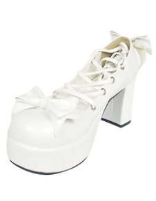 chaussures de lolita sublimes blanc à bout rond