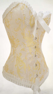Beige Jacquard Strapless Sweetheart Bow Sexy Corset