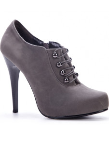 4 3/4'' High Heel Gray PU Flannel Womens Ankle Boots