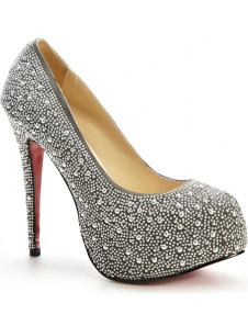 Elegant Gray 5 1/2'' Heel 1 1/5'' Platform Flannel Womens Heels