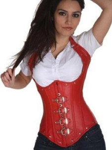 Brilliant Red Faux Feather Womens Corset