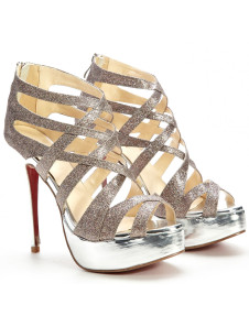 Trendy Silver 5 1/2'' High Heel Platform Paillette Womens Fashion Shoes