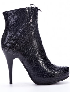 4 1/3'' High Heel Black PU Flannel Womens Short Boots