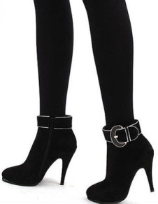4 3/10'' High Heel Cool Black Corduroy Fashion Boots
