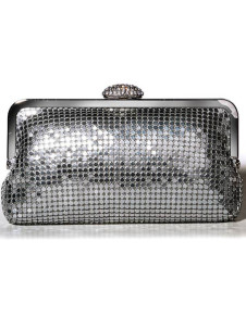 Silver 20*11*3cm Paillette Brocade Womens Diamond Evening Bag