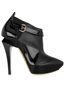 4 3/4'' Black Stiletto Sheepskin Women's High Heel Ankle Boots