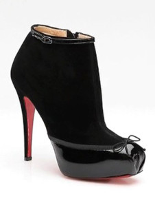 Elegant Black 4 3/4'' High Heel 4/5'' Platform Sheepskin Womens Ankle Boots