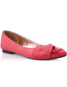 Red Pleated Suede PU Women's Ballet Flats