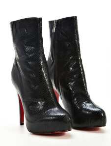 Black 4'' High Heel Sheepskin Ankle Boots