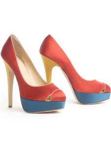 Orange Elegant Satin 1 1/5'' Platform 5 1/10'' High Heel Shoes For Women