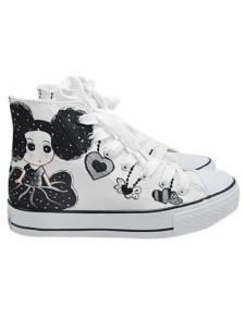 Chaussures en toile blanc imprimé fille de tige haute