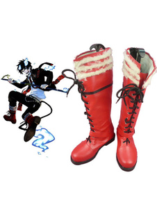 Rouge 1 1/5 talon Ao aucune Exorciste Okumura Rin Faux cuir Cosplay Shoes