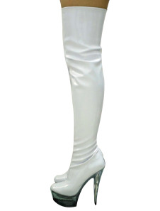 Cuissardes à talons aigus en cuir laqué élastique