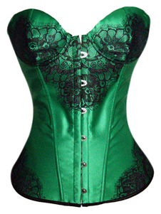 Populaire bustier féminin classique en satin vert détail impression avec dentelle et lacets