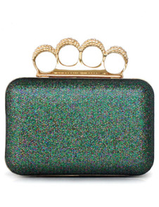 Pochette cartable à chaîne en satin à kiss lock