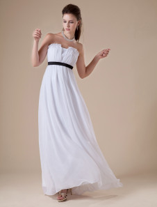 Robe de soirée A-ligne blanche bustier