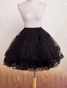 Bell forme Organza Noir Lolita jupon dentelle
