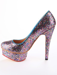 Glitter Rhinestone Sequined Cloth Woman's High Heels