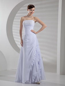 Robe de mariée blanche d'A-ligne en gaze