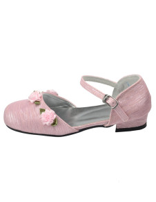 Douces chaussures florales de rose adorable de filles pour mariage