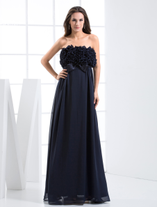 Robe de soirée plissée bustier de longueur plancher