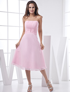 Rose belle a-ligne bretelles en mousseline de soie Satin Prom robe/Homecoming Dress