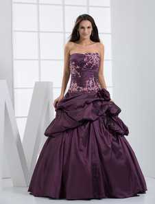 Robe de boule moderne violette en taffetas