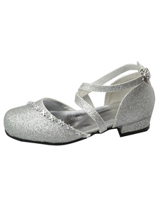 Chaussures de cortège enfant argentes à bout rond