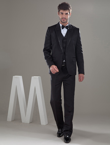 Classique noir jaquette de mariage attrayante en satin et seul bouton