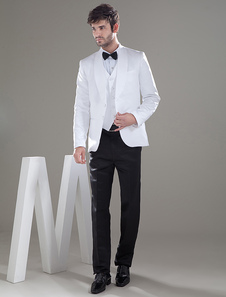 Slim Two Buttons Worsted Groom Wedding Tuxedo