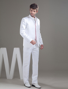 Moderne blanche jaquette de mariage en satin de style classique