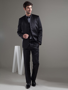 Jaquettes de marié en noir traditionnel de single sein avec bouton