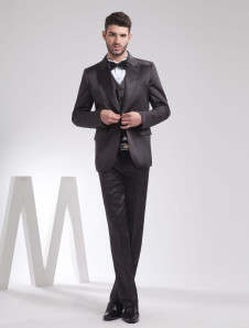 Jaquette élégant en serge noir pour mariée et bouton