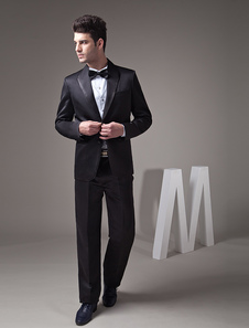 Belle costume de mariage d'occasion officielle en satin noir