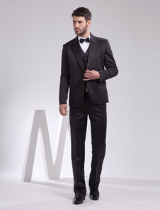 Classique jaquette de mariage en satin noir de tenue délicate