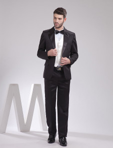 Noir jaquette de mariage en satin