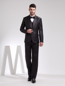 Belle jaquette noir en serge pour mariage