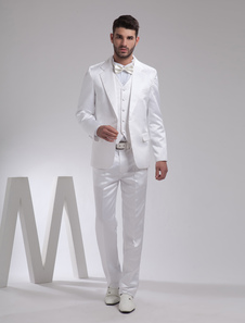 Jaquette de marié blanche de col rabattu de tenue charmante pour nouveau marié