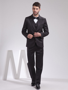 Noir costume de mariage de bonne qualité en satin