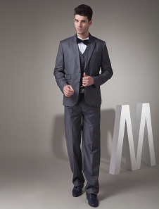 Attrayante jaquette de mariage de couleur argent en serge